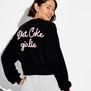 Diet Coke Girlie Cropped Cardigan with Bow Button Accents